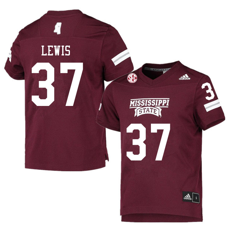 Men #37 John Lewis Mississippi State Bulldogs College Football Jerseys Sale-Maroon - Click Image to Close